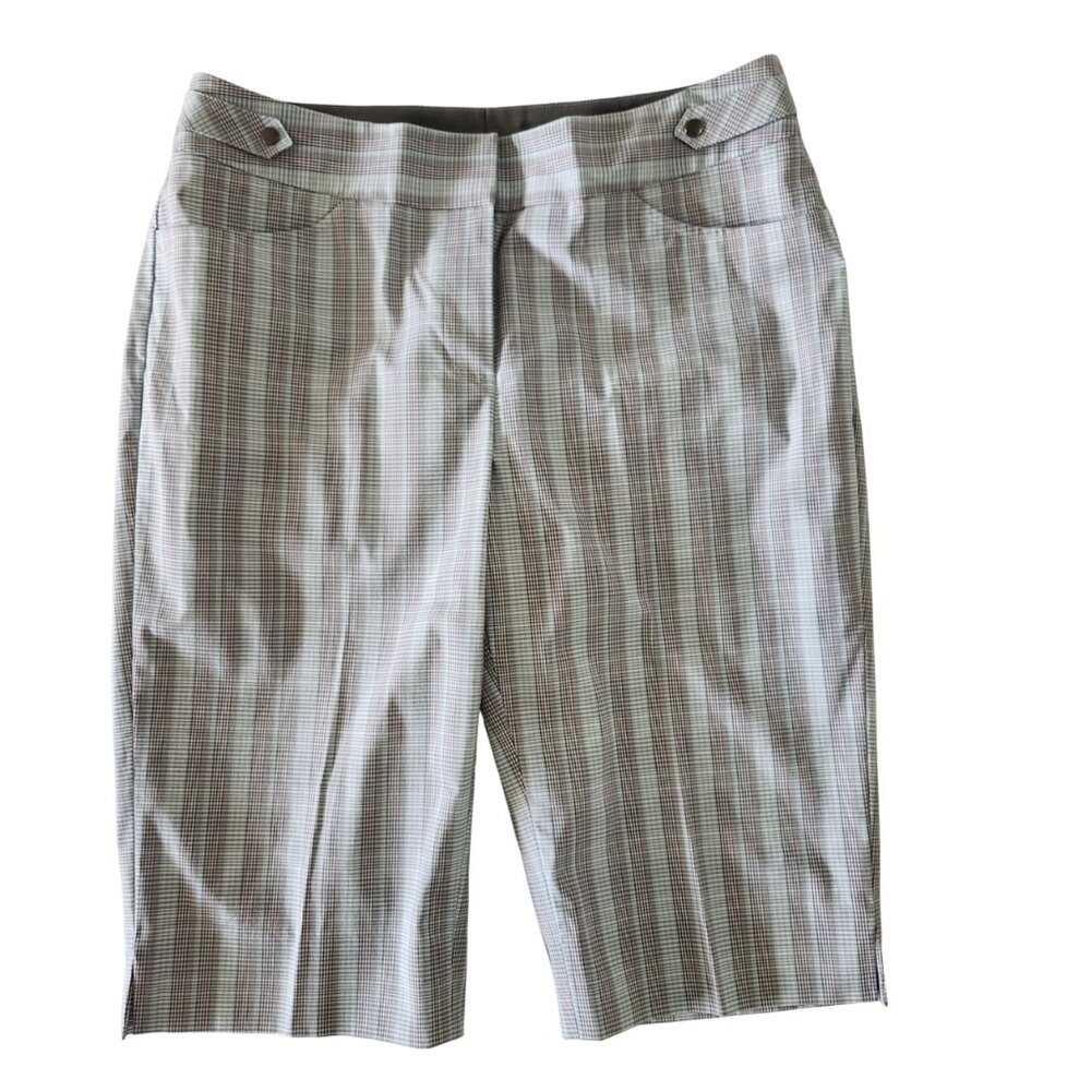 Cutter & Buck Bermuda Golf Shorts Plaid Blue and Brown Stretch Womens 10
